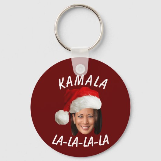 Grappig Kamala Harris Face Santa Hat Kerstmis Sleutelhanger (Achterkant)