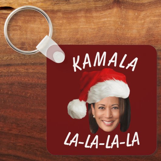 Grappig Kamala Harris Face Santa Hat Kerstmis Sleutelhanger (Voorkant)
