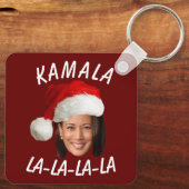 Grappig Kamala Harris Face Santa Hat Kerstmis Sleutelhanger (Achterkant)
