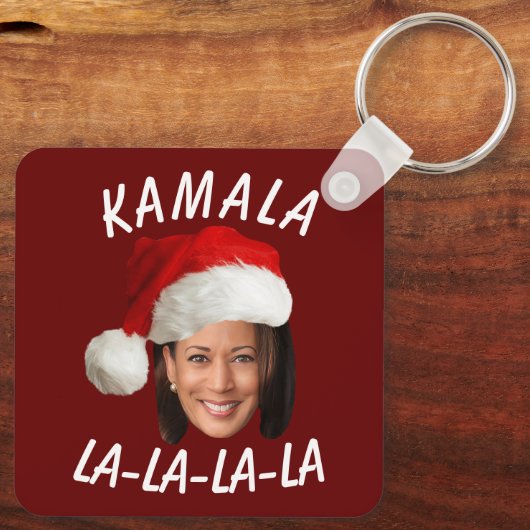 Grappig Kamala Harris Face Santa Hat Kerstmis Sleutelhanger (Achterkant)