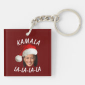 Grappig Kamala Harris Face Santa Hat Kerstmis Sleutelhanger (Achterkant)