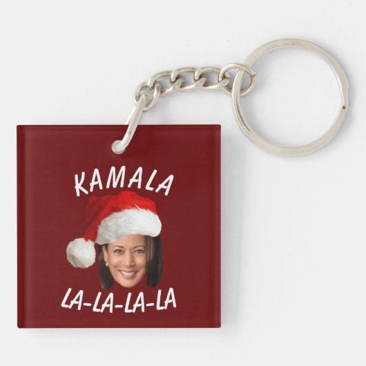 Grappig Kamala Harris Face Santa Hat Kerstmis Sleutelhanger (Achterkant)
