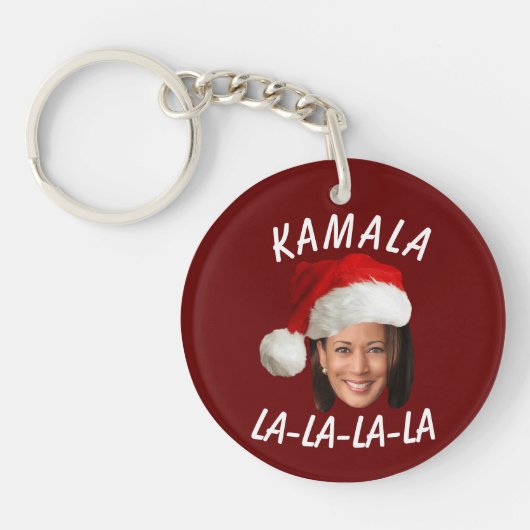 Grappig Kamala Harris Face Santa Hat Kerstmis Sleutelhanger (Voorkant)