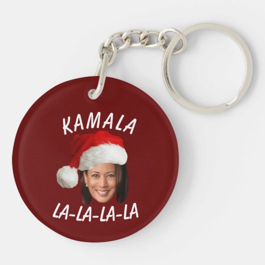 Grappig Kamala Harris Face Santa Hat Kerstmis Sleutelhanger (Achterkant)