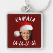 Grappig Kamala Harris Face Santa Hat Kerstmis Sleutelhanger (Voorkant)
