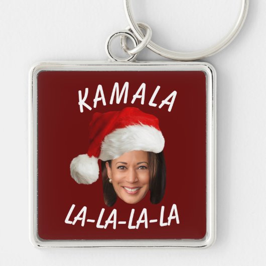 Grappig Kamala Harris Face Santa Hat Kerstmis Sleutelhanger (Voorkant)