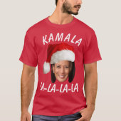 Grappig Kamala Harris Face Santa Hat Kerstmis T-shirt (Voorkant)