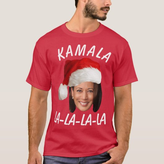 Grappig Kamala Harris Face Santa Hat Kerstmis T-shirt (Voorkant)