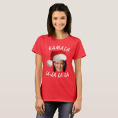 Grappig Kamala Harris Face Santa Hat Kerstmis T-shirt (Voorkant volledig)