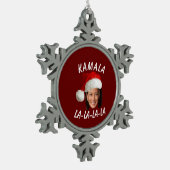 Grappig Kamala Harris Face Santa Hat Kerstmis Tin Sneeuwvlok Ornament (Links)