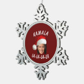 Grappig Kamala Harris Face Santa Hat Kerstmis Tin Sneeuwvlok Ornament (Rechts)