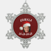 Grappig Kamala Harris Face Santa Hat Kerstmis Tin Sneeuwvlok Ornament (Voorkant)