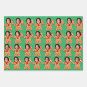 Grappig Kamala Harris Gezicht Foto Gingerbread Xma Inpakpapier Vel (Voorkant 3)