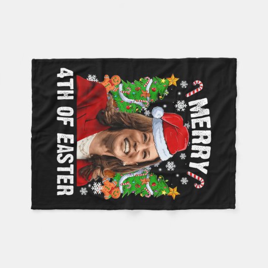 Grappig Kamala Harris Kerstman Hat Merry 4e Fleece Deken (Voorkant (Horizontaal))