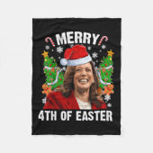 Grappig Kamala Harris Kerstman Hat Merry 4e Fleece Deken (Voorkant)