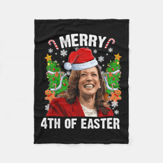 Grappig Kamala Harris Kerstman Hat Merry 4e Fleece Deken