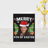 Grappig Kamala Harris Kerstman Hat Merry 4e Kaart (Gele Bloem)