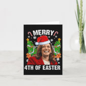 Grappig Kamala Harris Kerstman Hat Merry 4e Kaart (Voorkant)