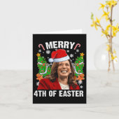 Grappig Kamala Harris Kerstman Hat Merry 4e Kaart (Gele Bloem)