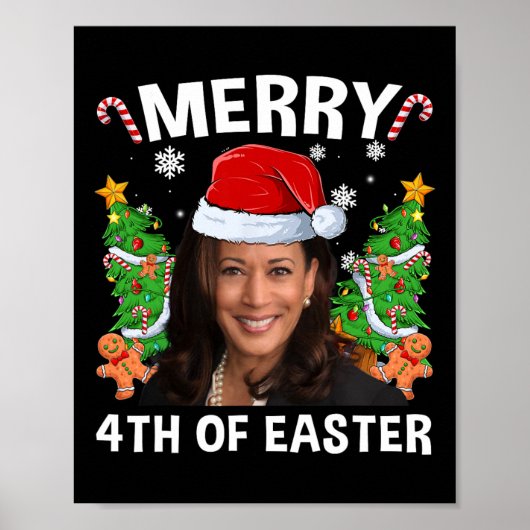 Grappig Kamala Harris Kerstman Hat Merry 4e Poster (Voorkant)
