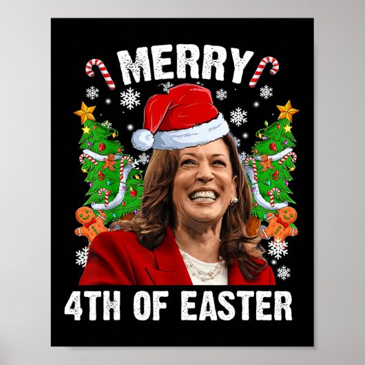 Grappig Kamala Harris Kerstman Hat Merry 4e Poster (Voorkant)