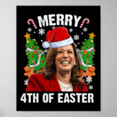 Grappig Kamala Harris Kerstman Hat Merry 4e Poster (Voorkant)