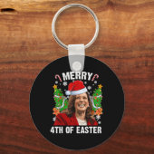 Grappig Kamala Harris Kerstman Hat Merry 4e Sleutelhanger (Voorkant)