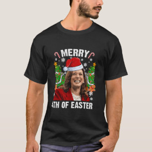 Grappig Kamala Harris Kerstman Hat Merry 4e T-shirt