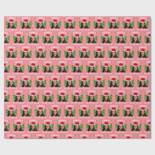 Grappig Kamala Harris Roze Kerst Cadeaupapier (Vlak)