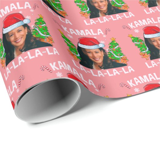 Grappig Kamala Harris Roze Kerst Cadeaupapier (Rol Hoek)