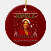 Grappig Kamala Harris Santa Hat 2024 Kerstmis Keramisch Ornament (Voorkant)