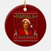 Grappig Kamala Harris Santa Hat 2024 Kerstmis Keramisch Ornament (Achterkant)