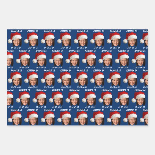 Grappig Kamala Harris Santa Hat Vrolijk Kerstfeest Inpakpapier Vel (Voorkant 3)