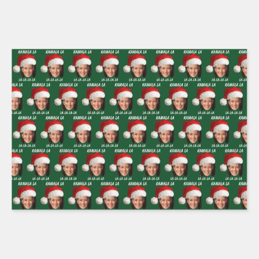 Grappig Kamala Harris Santa Hat Vrolijk Kerstfeest Inpakpapier Vel (Voorkant 2)