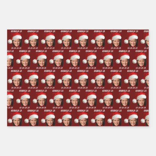 Grappig Kamala Harris Santa Hat Vrolijk Kerstfeest Inpakpapier Vel (Voorkant)