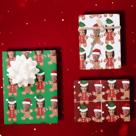 Grappig Kamala Harris Walz Face Gingerbread Inpakpapier Vel