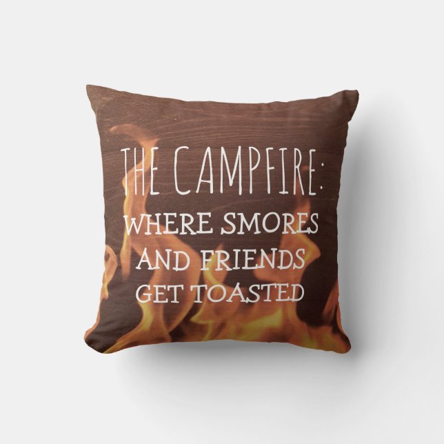 Grappig kampeer kampvuur gezegde Smores vrienden Kussen (Voorkant)