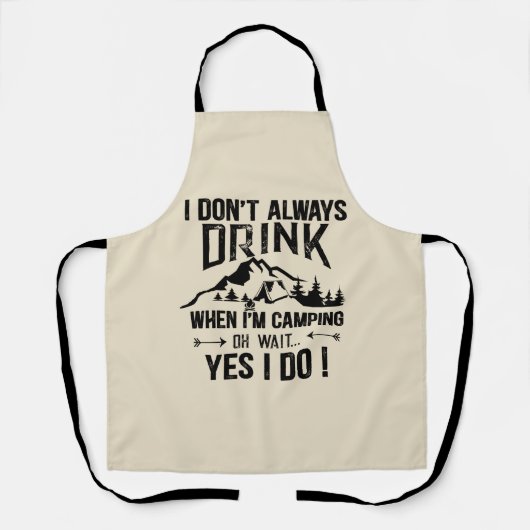 Grappig kamperen en drink gezegden schort (Voorkant)