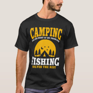 Grappig kamperen en vissen meisje t-shirt