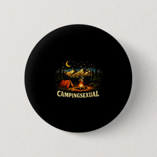 Grappig kamperen kampvuur bergen buiten ronde button 5,7 cm