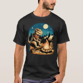 Grappig kampvuur dinosaurus roosteren marshmallows t-shirt (Voorkant)