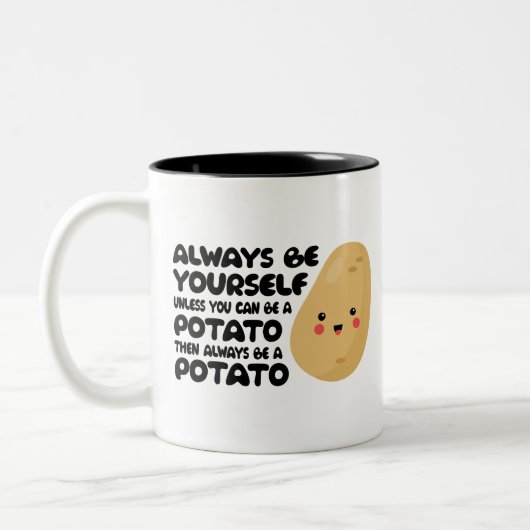 Grappig, Kan een aardappel zijn dan altijd een aar Tweekleurige Koffiemok (Links)