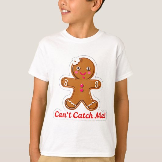 Grappig kan me niet vangen Gingerbread Mannen Kers T-shirt (Voorkant)