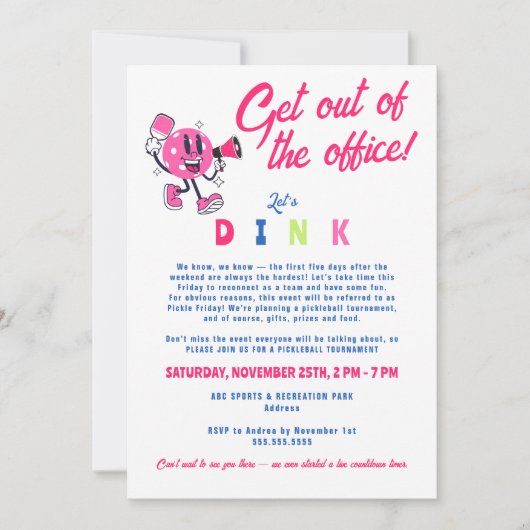 Grappig Kantoor Team Builing Logo Cartoon Pickleba Kaart (Voorkant)