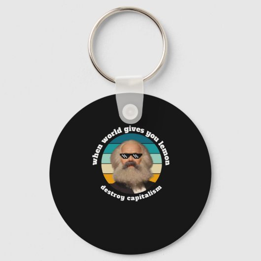 Grappig Kapitalisme Karl Marx Sticker Sleutelhanger (Voorkant)