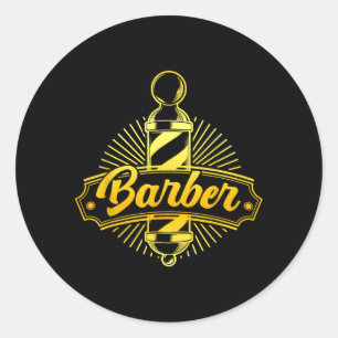 Grappig Kapper Logo Kapperszaak Kapper School Afst Ronde Sticker