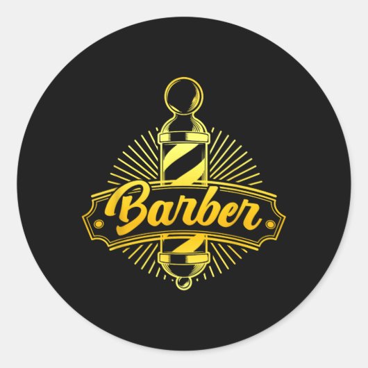 Grappig Kapper Logo Kapperszaak Kapper School Afst Ronde Sticker (Voorkant)