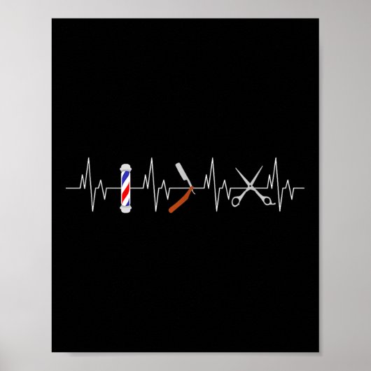Grappig Kapsel Barber Pole Comb Blade Baard Hoorbu Poster (Voorkant)