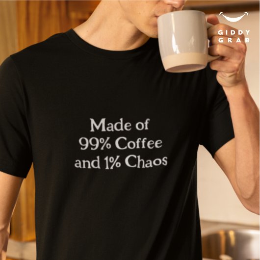 Grappig karakter gemaakt van 99% koffie en 1% chao t-shirt