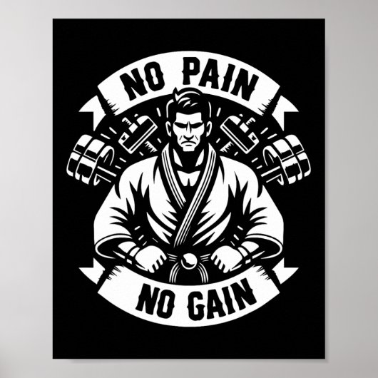 Grappig Karate citeert geen pijn geen winst Grappi Poster (Voorkant)